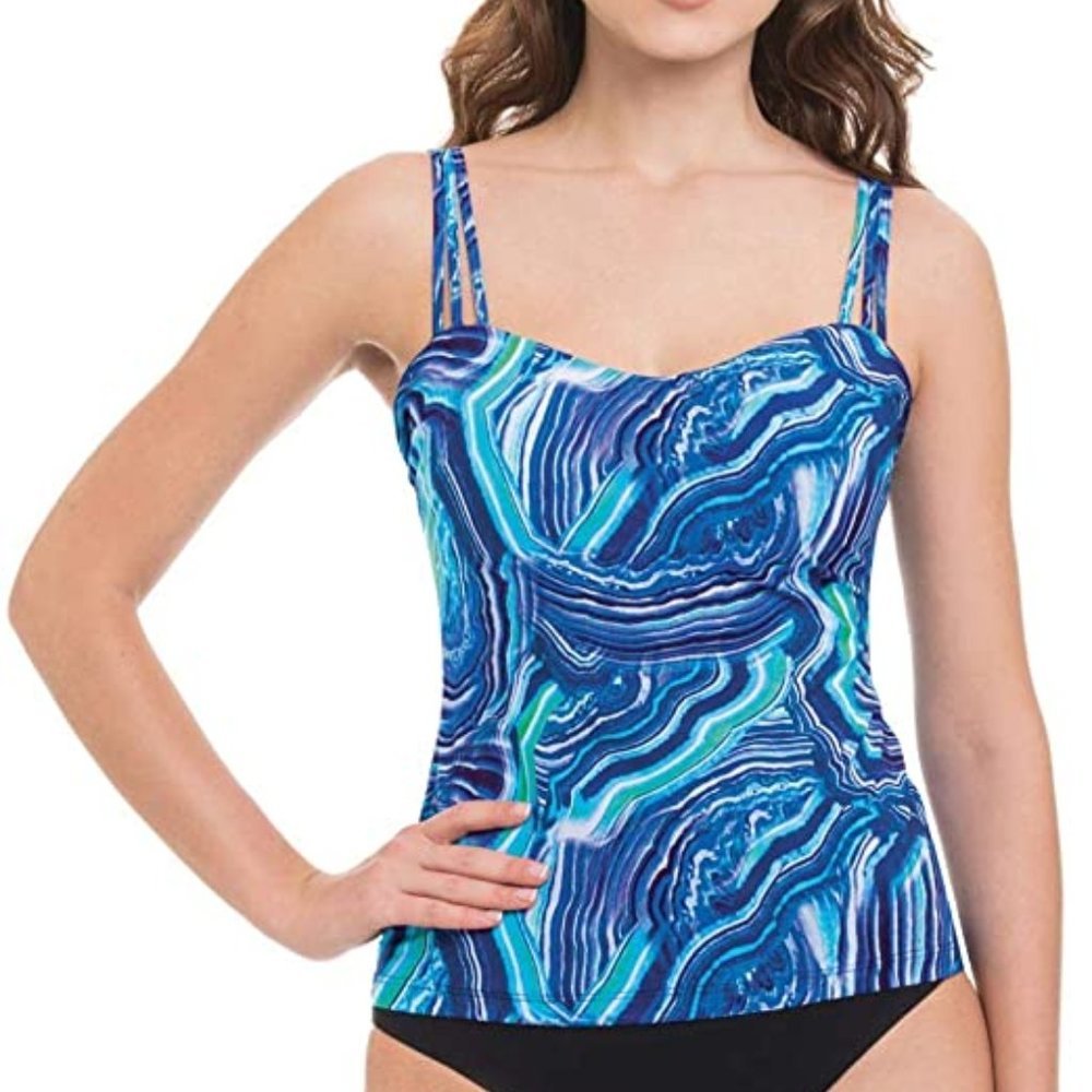 Gottex  Triple Strap V-Neck Tankini Top Swimsuit